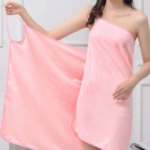 Pink wearable bath towel